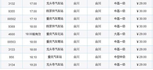 合川到垫江的汽车站时刻表