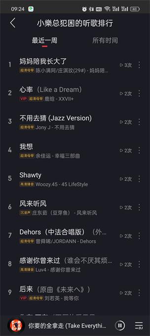 qq音乐本周听歌排名