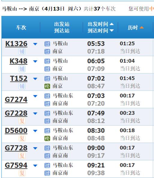 马鞍山到南京南站