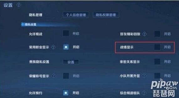 王者荣耀怎么隐藏战区信息