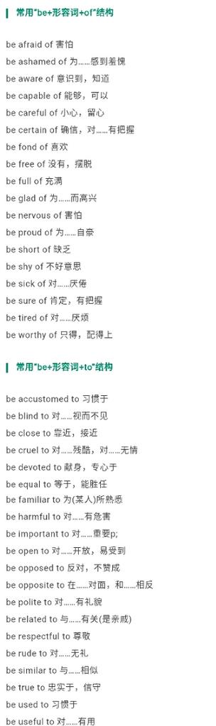 afraid的固定搭配