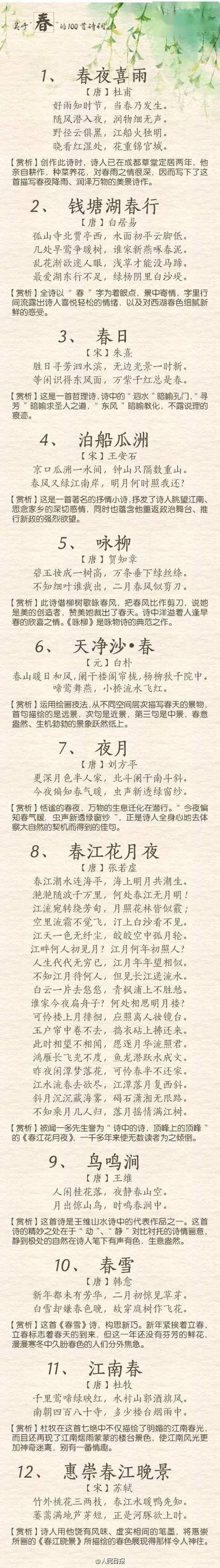 含有春字的诗句100首