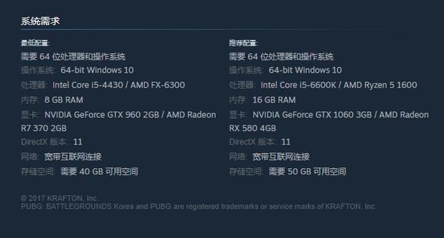 pubg最低配置要求