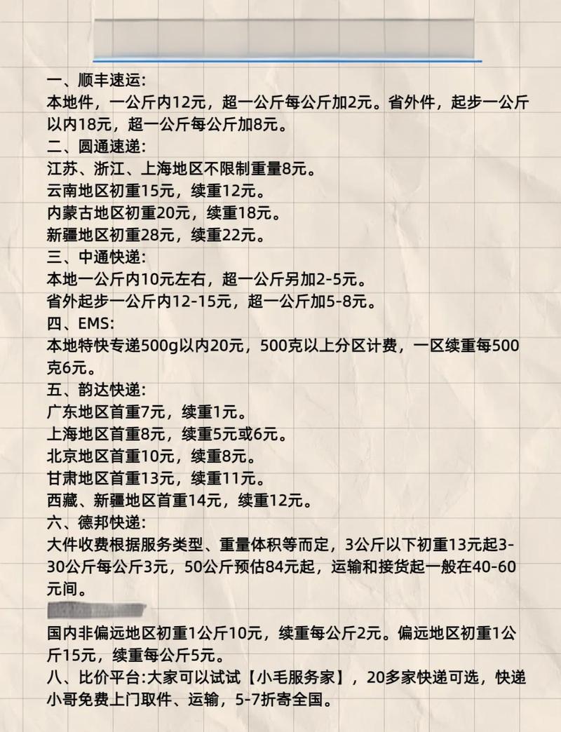 达达收费标准价格表