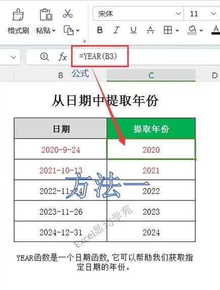 如何从日期中提取年份