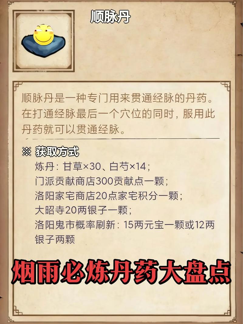 烟雨江湖全部丹方