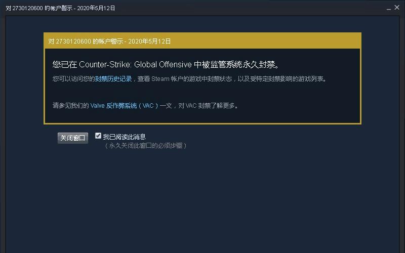csgo弹出vac