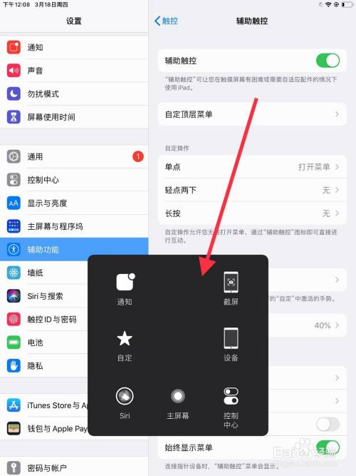 苹果ipad辅助圆圈怎么设置