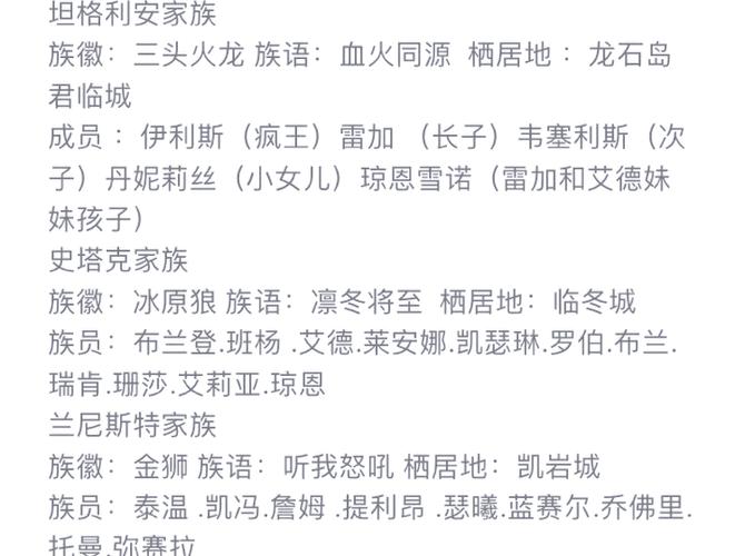 权力的游戏第一季人物介绍
