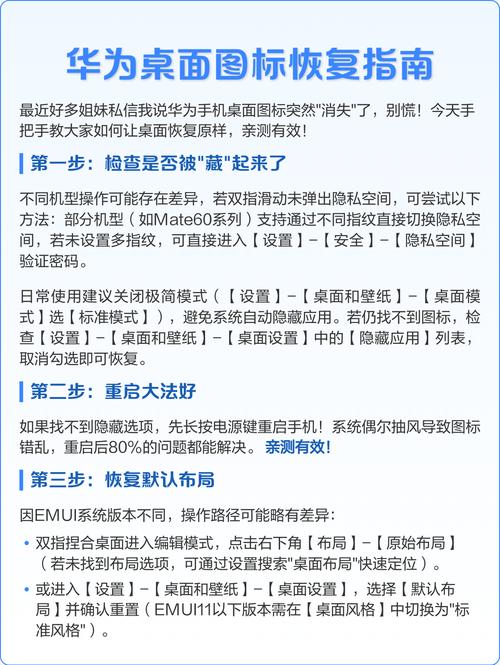 华为桌面怎么恢复原始图标布局