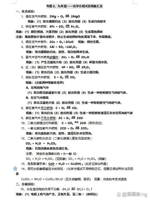 初三化学知识点总结归纳(完整版)