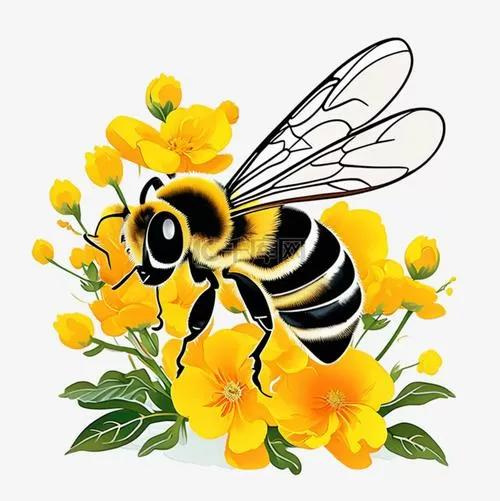 蜜蜂在花丛中采蜜