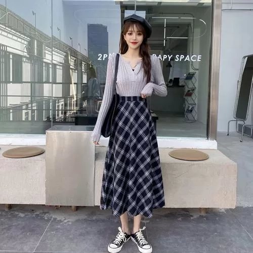 格子半身裙配什么鞋子