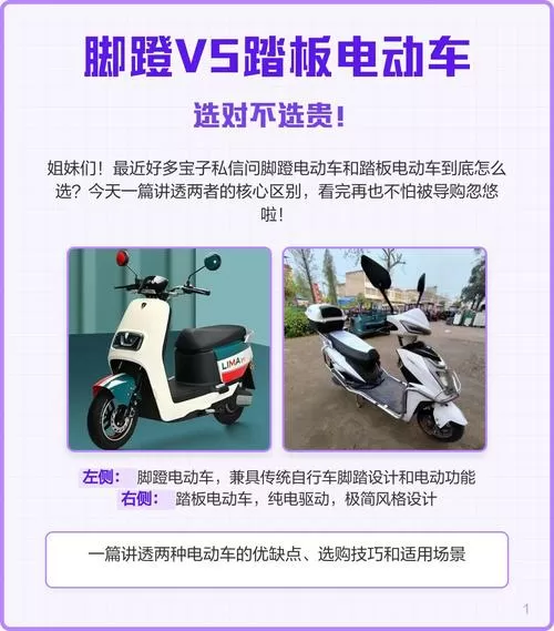 脚踏电动车和踏板电动车的区别